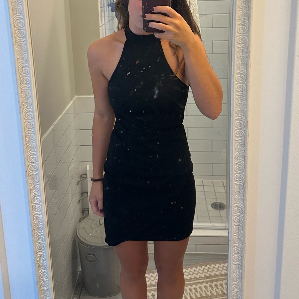 Black Halter-Neck Mini Dress
